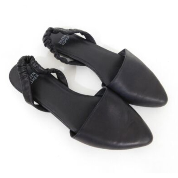 Eileen Fisher Shoes - Eileen Fisher Tula Black Leather Pointed Flats 8.5